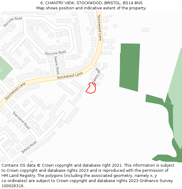 6, CHANTRY VIEW, STOCKWOOD, BRISTOL, BS14 8NS: Location map and indicative extent of plot