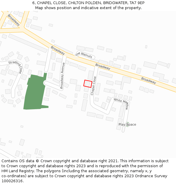 6, CHAPEL CLOSE, CHILTON POLDEN, BRIDGWATER, TA7 9EP: Location map and indicative extent of plot