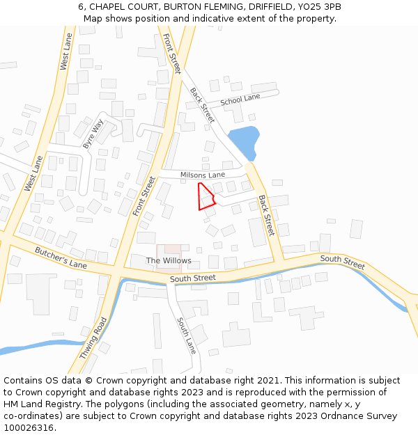 6, CHAPEL COURT, BURTON FLEMING, DRIFFIELD, YO25 3PB: Location map and indicative extent of plot