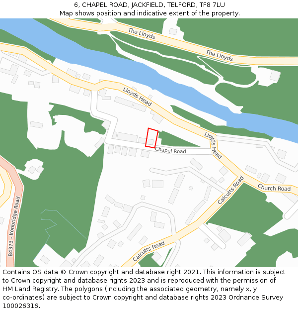 6, CHAPEL ROAD, JACKFIELD, TELFORD, TF8 7LU: Location map and indicative extent of plot