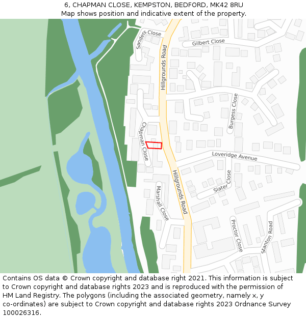 6, CHAPMAN CLOSE, KEMPSTON, BEDFORD, MK42 8RU: Location map and indicative extent of plot