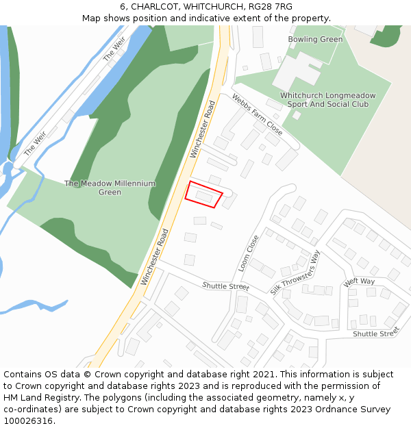 6, CHARLCOT, WHITCHURCH, RG28 7RG: Location map and indicative extent of plot