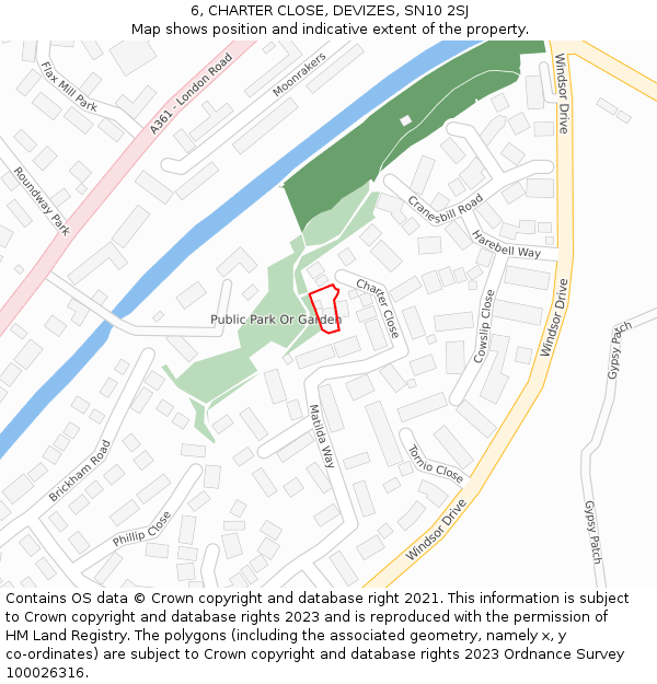 6, CHARTER CLOSE, DEVIZES, SN10 2SJ: Location map and indicative extent of plot