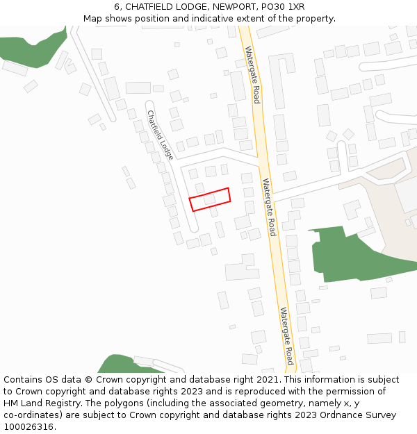 6, CHATFIELD LODGE, NEWPORT, PO30 1XR: Location map and indicative extent of plot