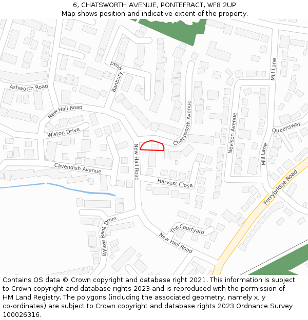 6, CHATSWORTH AVENUE, PONTEFRACT, WF8 2UP: Location map and indicative extent of plot