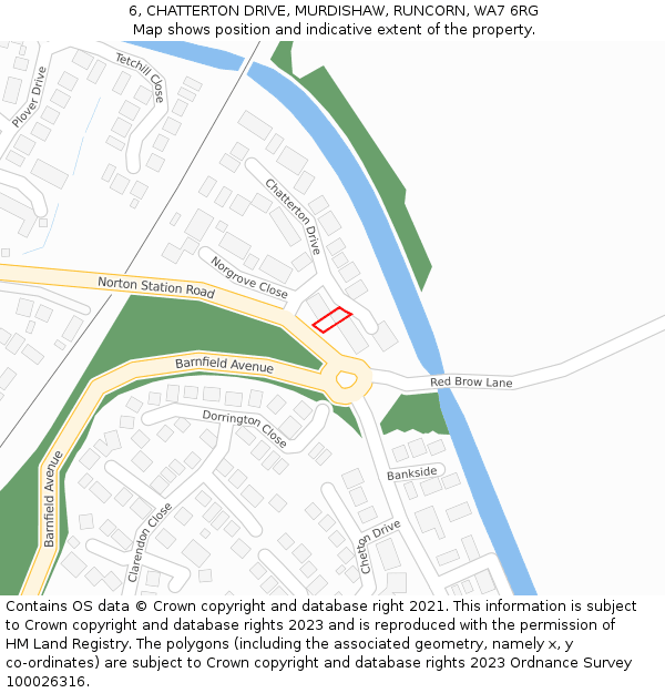 6, CHATTERTON DRIVE, MURDISHAW, RUNCORN, WA7 6RG: Location map and indicative extent of plot