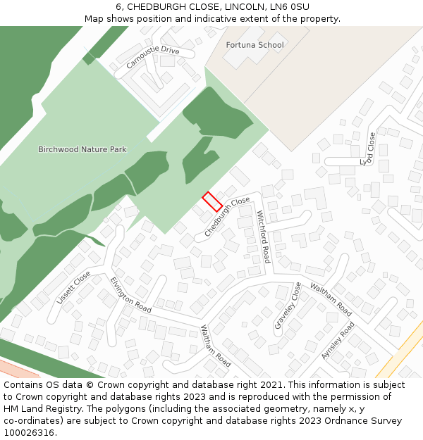 6, CHEDBURGH CLOSE, LINCOLN, LN6 0SU: Location map and indicative extent of plot