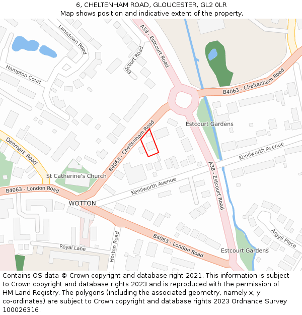 6, CHELTENHAM ROAD, GLOUCESTER, GL2 0LR: Location map and indicative extent of plot