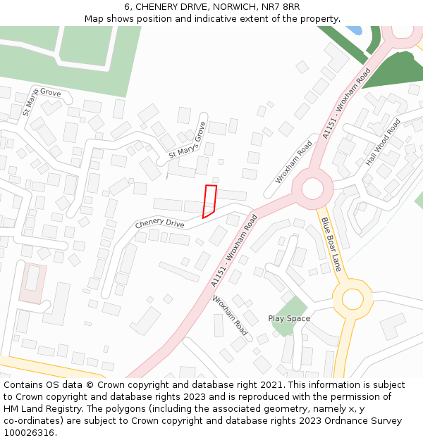 6, CHENERY DRIVE, NORWICH, NR7 8RR: Location map and indicative extent of plot