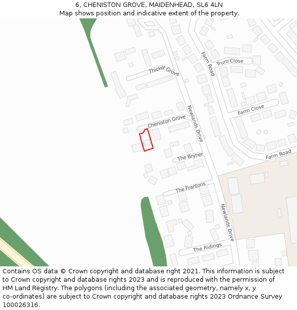 6, CHENISTON GROVE, MAIDENHEAD, SL6 4LN: Location map and indicative extent of plot