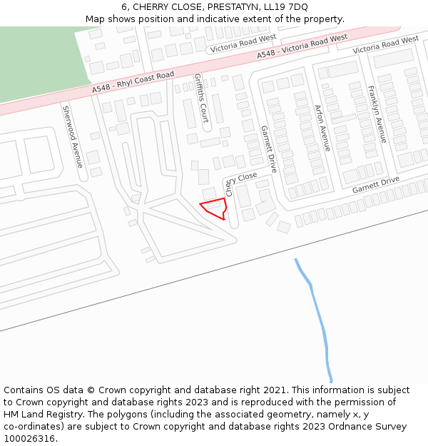 6, CHERRY CLOSE, PRESTATYN, LL19 7DQ: Location map and indicative extent of plot