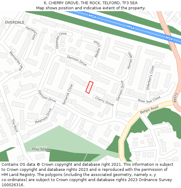 6, CHERRY GROVE, THE ROCK, TELFORD, TF3 5EA: Location map and indicative extent of plot