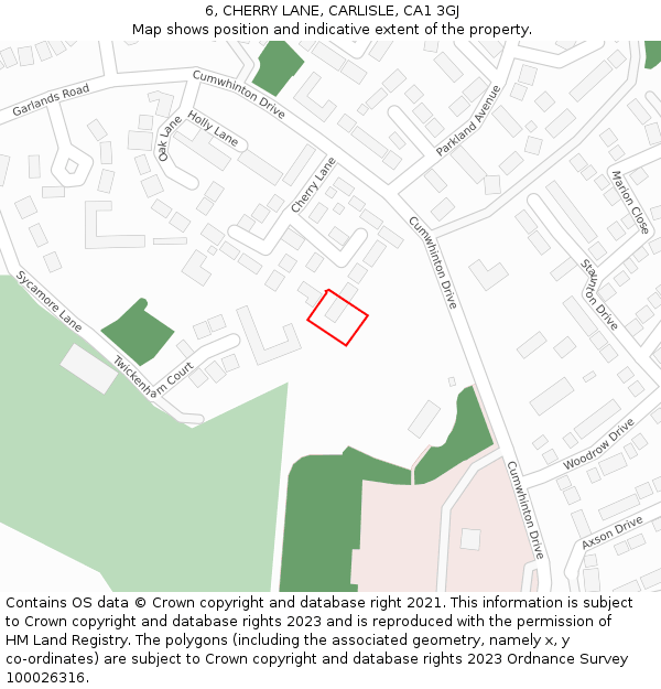 6, CHERRY LANE, CARLISLE, CA1 3GJ: Location map and indicative extent of plot