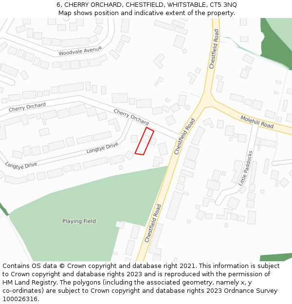 6, CHERRY ORCHARD, CHESTFIELD, WHITSTABLE, CT5 3NQ: Location map and indicative extent of plot