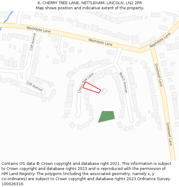 6, CHERRY TREE LANE, NETTLEHAM, LINCOLN, LN2 2PR: Location map and indicative extent of plot