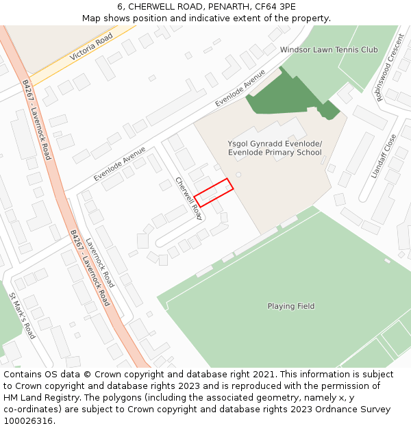 6, CHERWELL ROAD, PENARTH, CF64 3PE: Location map and indicative extent of plot