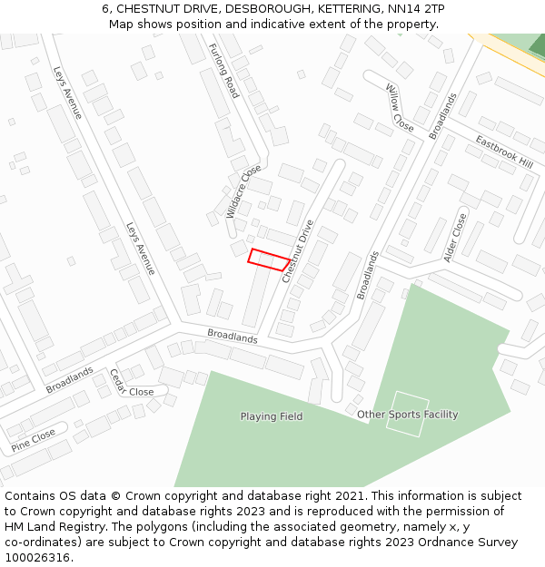 6, CHESTNUT DRIVE, DESBOROUGH, KETTERING, NN14 2TP: Location map and indicative extent of plot