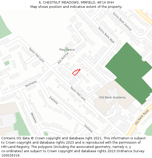 6, CHESTNUT MEADOWS, MIRFIELD, WF14 0HH: Location map and indicative extent of plot