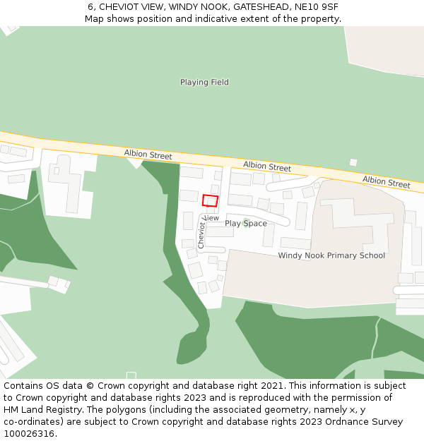 6, CHEVIOT VIEW, WINDY NOOK, GATESHEAD, NE10 9SF: Location map and indicative extent of plot