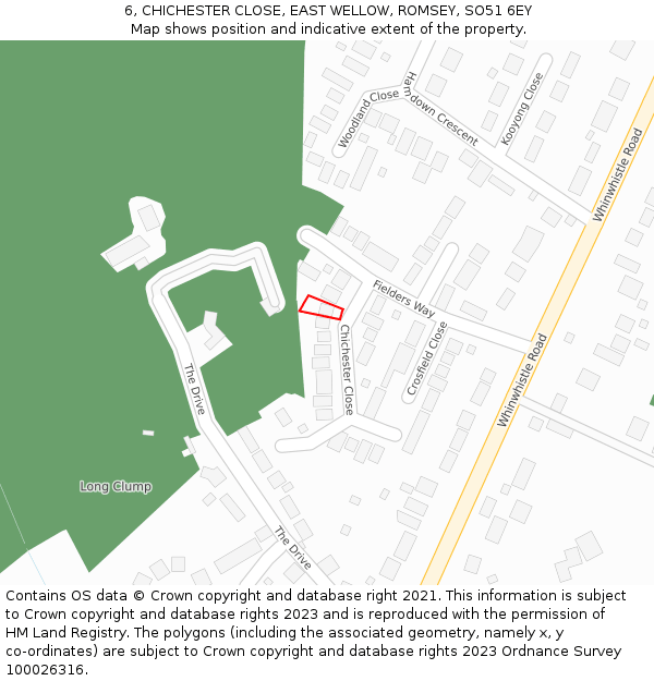 6, CHICHESTER CLOSE, EAST WELLOW, ROMSEY, SO51 6EY: Location map and indicative extent of plot