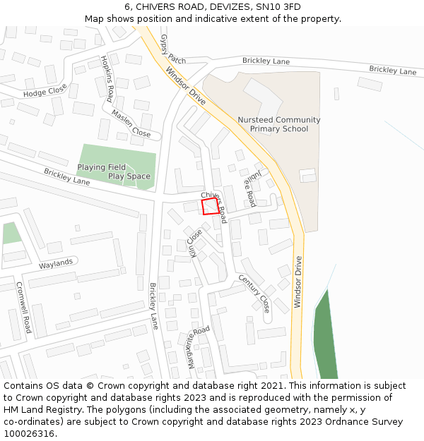 6, CHIVERS ROAD, DEVIZES, SN10 3FD: Location map and indicative extent of plot