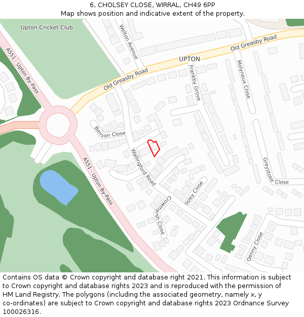 6, CHOLSEY CLOSE, WIRRAL, CH49 6PP: Location map and indicative extent of plot