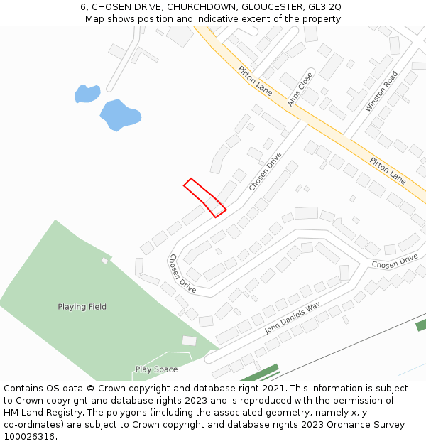 6, CHOSEN DRIVE, CHURCHDOWN, GLOUCESTER, GL3 2QT: Location map and indicative extent of plot