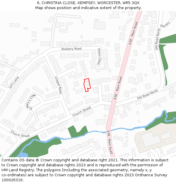 6, CHRISTINA CLOSE, KEMPSEY, WORCESTER, WR5 3QX: Location map and indicative extent of plot