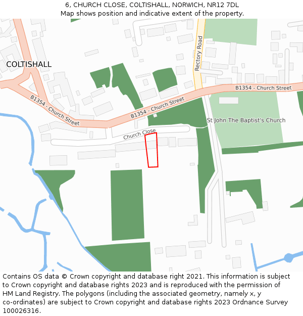 6, CHURCH CLOSE, COLTISHALL, NORWICH, NR12 7DL: Location map and indicative extent of plot