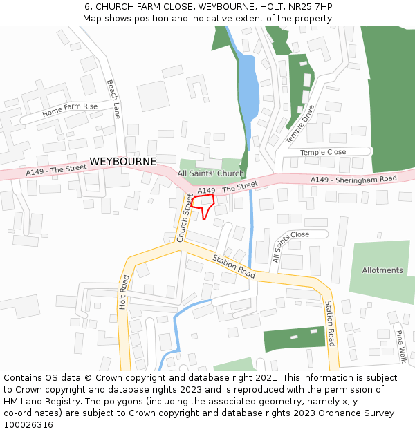 6, CHURCH FARM CLOSE, WEYBOURNE, HOLT, NR25 7HP: Location map and indicative extent of plot