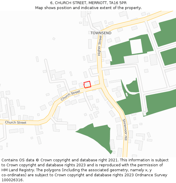 6, CHURCH STREET, MERRIOTT, TA16 5PR: Location map and indicative extent of plot