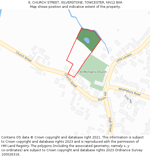 6, CHURCH STREET, SILVERSTONE, TOWCESTER, NN12 8XA: Location map and indicative extent of plot