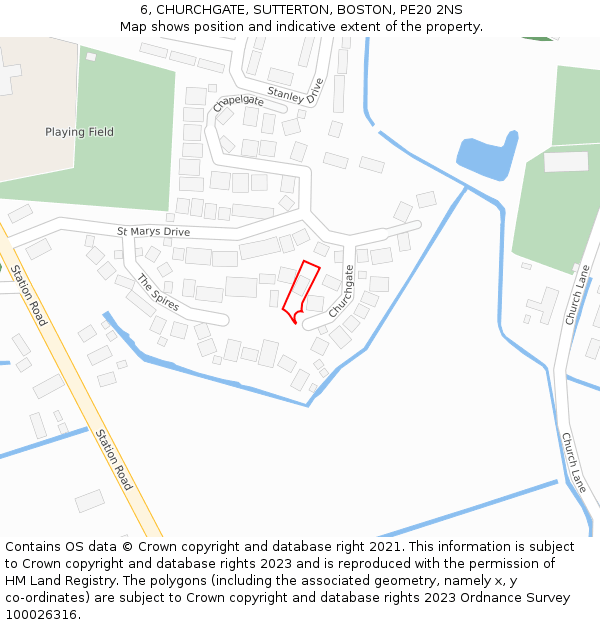 6, CHURCHGATE, SUTTERTON, BOSTON, PE20 2NS: Location map and indicative extent of plot