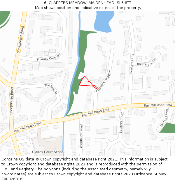 6, CLAPPERS MEADOW, MAIDENHEAD, SL6 8TT: Location map and indicative extent of plot