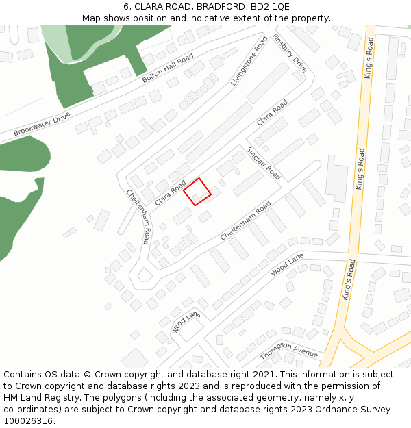 6, CLARA ROAD, BRADFORD, BD2 1QE: Location map and indicative extent of plot