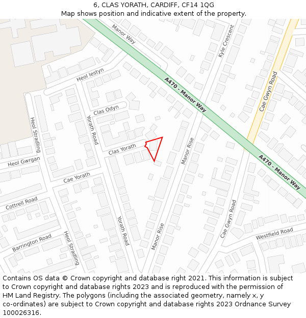 6, CLAS YORATH, CARDIFF, CF14 1QG: Location map and indicative extent of plot