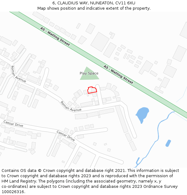 6, CLAUDIUS WAY, NUNEATON, CV11 6XU: Location map and indicative extent of plot