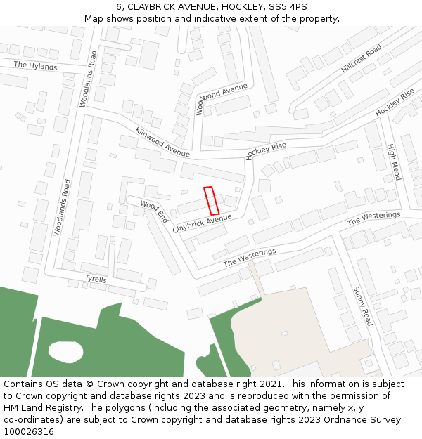 6, CLAYBRICK AVENUE, HOCKLEY, SS5 4PS: Location map and indicative extent of plot