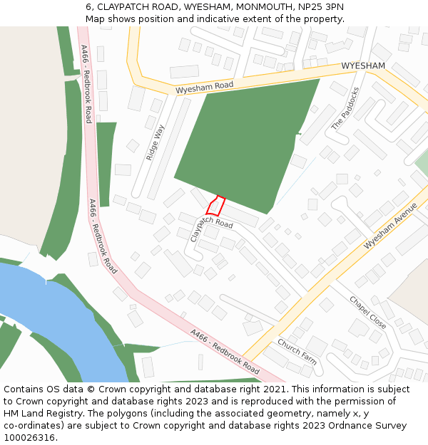 6, CLAYPATCH ROAD, WYESHAM, MONMOUTH, NP25 3PN: Location map and indicative extent of plot
