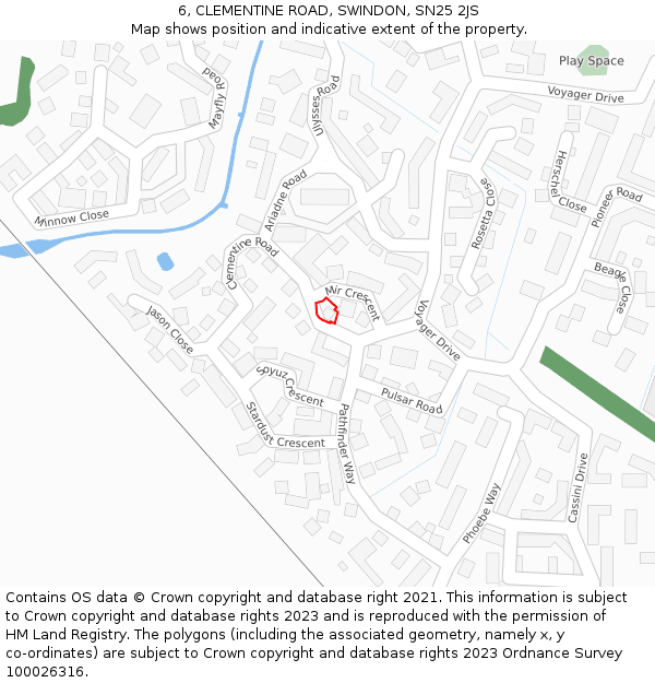 6, CLEMENTINE ROAD, SWINDON, SN25 2JS: Location map and indicative extent of plot