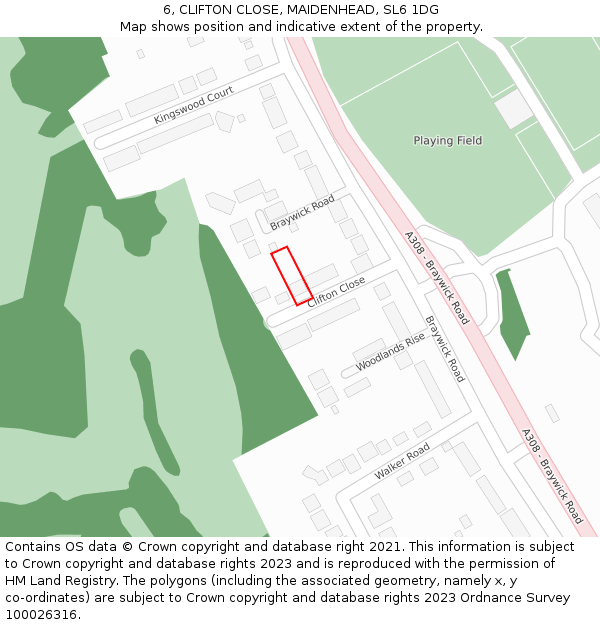 6, CLIFTON CLOSE, MAIDENHEAD, SL6 1DG: Location map and indicative extent of plot