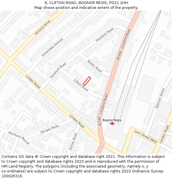 6, CLIFTON ROAD, BOGNOR REGIS, PO21 2HH: Location map and indicative extent of plot