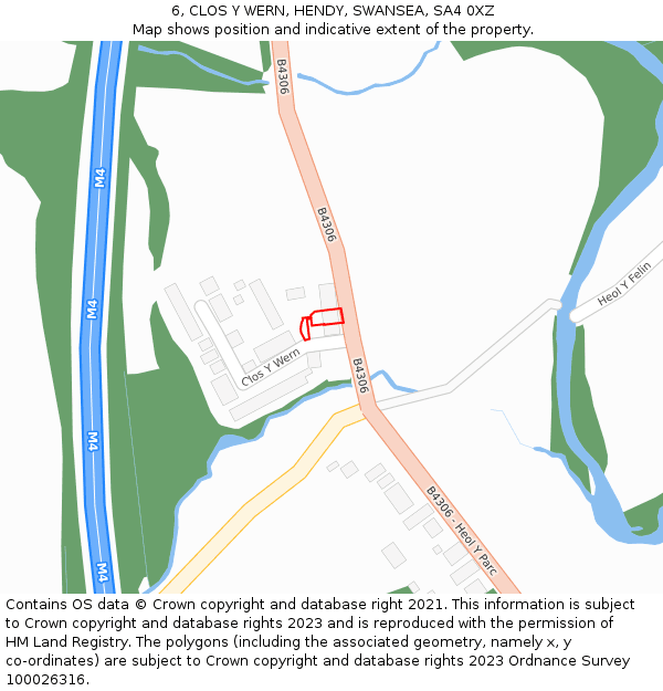 6, CLOS Y WERN, HENDY, SWANSEA, SA4 0XZ: Location map and indicative extent of plot