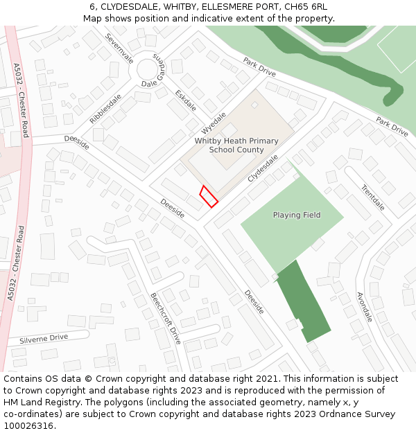 6, CLYDESDALE, WHITBY, ELLESMERE PORT, CH65 6RL: Location map and indicative extent of plot