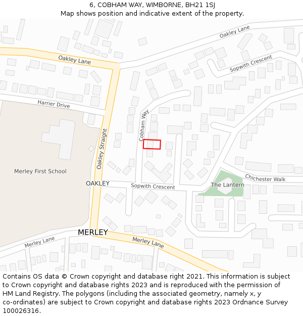6, COBHAM WAY, WIMBORNE, BH21 1SJ: Location map and indicative extent of plot