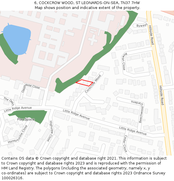 6, COCKCROW WOOD, ST LEONARDS-ON-SEA, TN37 7HW: Location map and indicative extent of plot