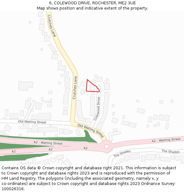 6, COLEWOOD DRIVE, ROCHESTER, ME2 3UE: Location map and indicative extent of plot