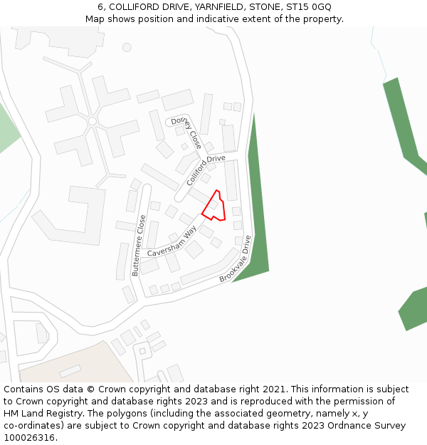 6, COLLIFORD DRIVE, YARNFIELD, STONE, ST15 0GQ: Location map and indicative extent of plot