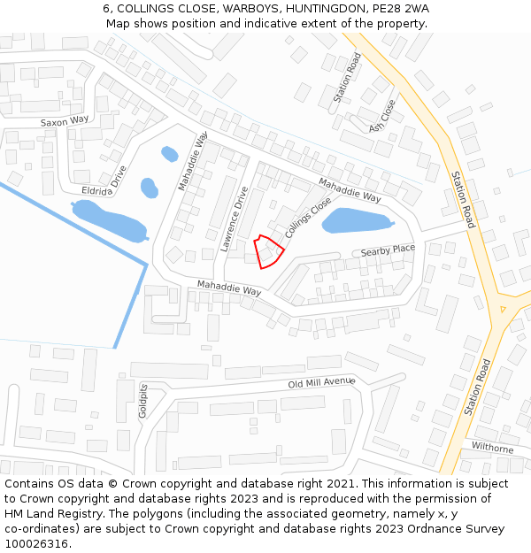 6, COLLINGS CLOSE, WARBOYS, HUNTINGDON, PE28 2WA: Location map and indicative extent of plot