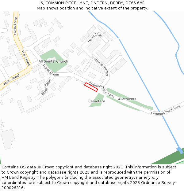 6, COMMON PIECE LANE, FINDERN, DERBY, DE65 6AF: Location map and indicative extent of plot